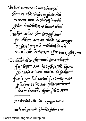 Ukzka rukopisu Michelangela